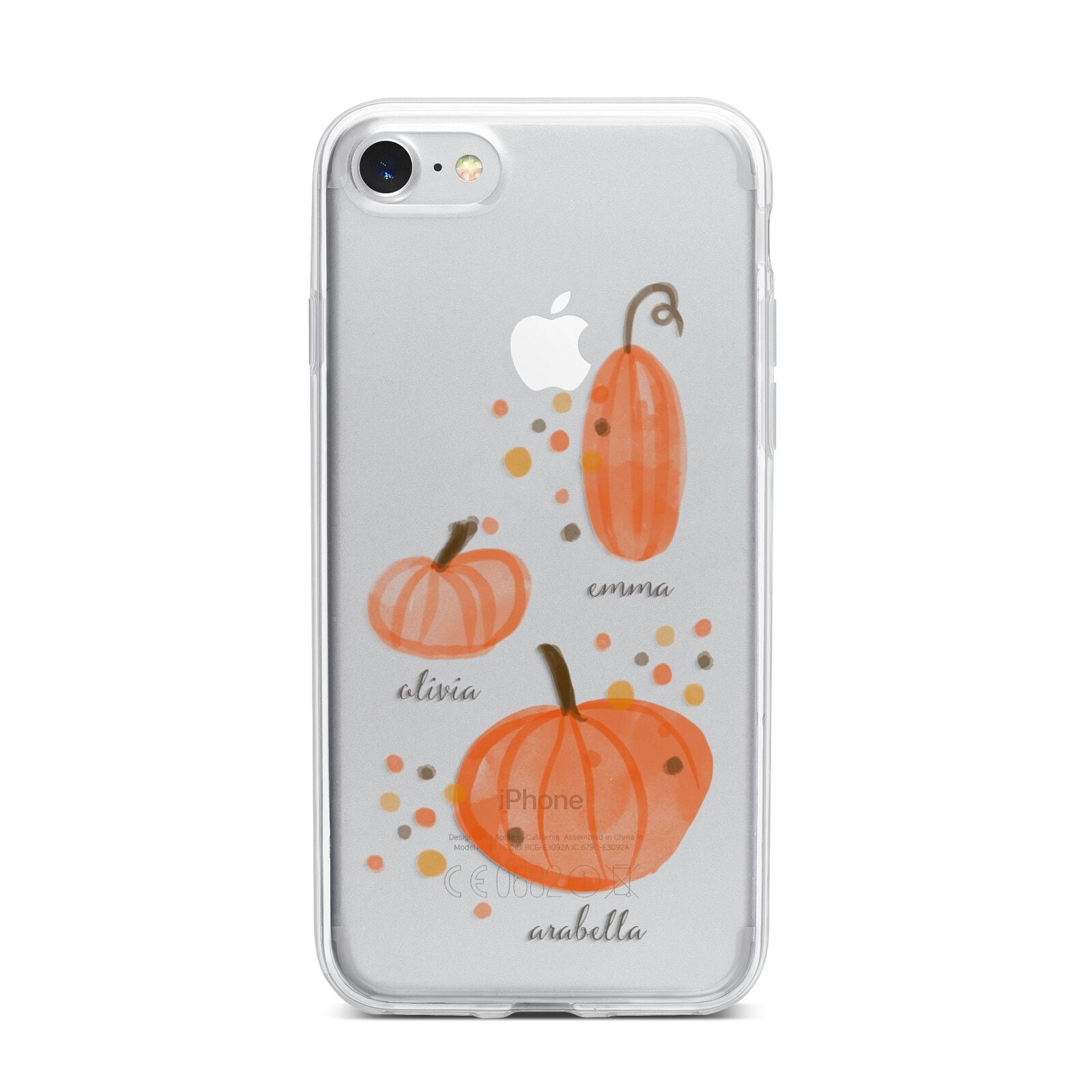 Three Pumpkins Personalised iPhone 7 Bumper Case on Silver iPhone