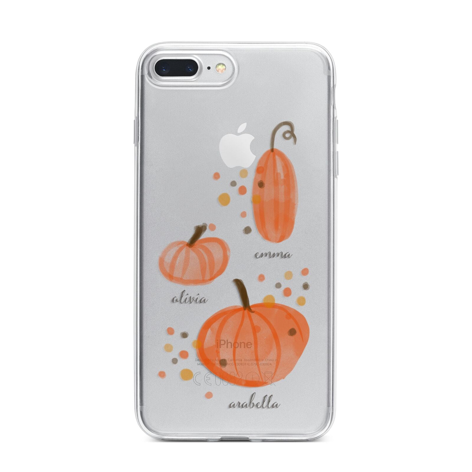 Three Pumpkins Personalised iPhone 7 Plus Bumper Case on Silver iPhone
