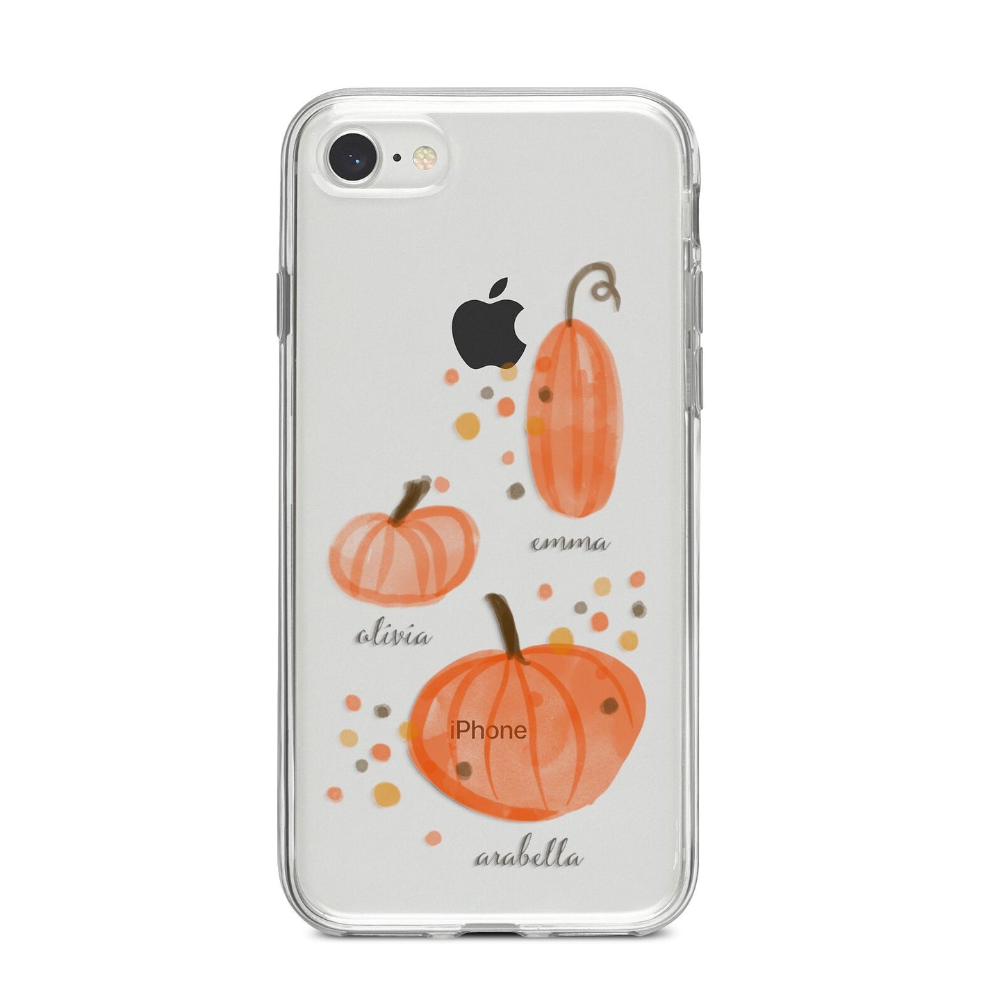 Three Pumpkins Personalised iPhone 8 Bumper Case on Silver iPhone