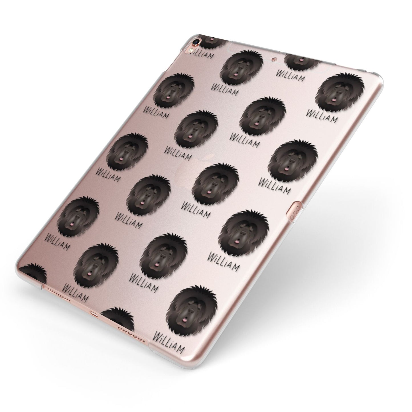 Tibetan Mastiff Icon with Name Apple iPad Case on Rose Gold iPad Side View
