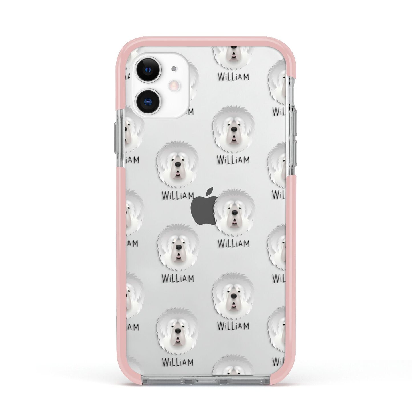 Tibetan Mastiff Icon with Name Apple iPhone 11 in White with Pink Impact Case