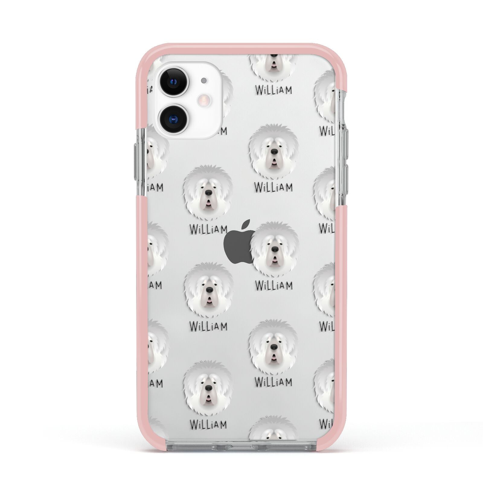 Tibetan Mastiff Icon with Name Apple iPhone 11 in White with Pink Impact Case