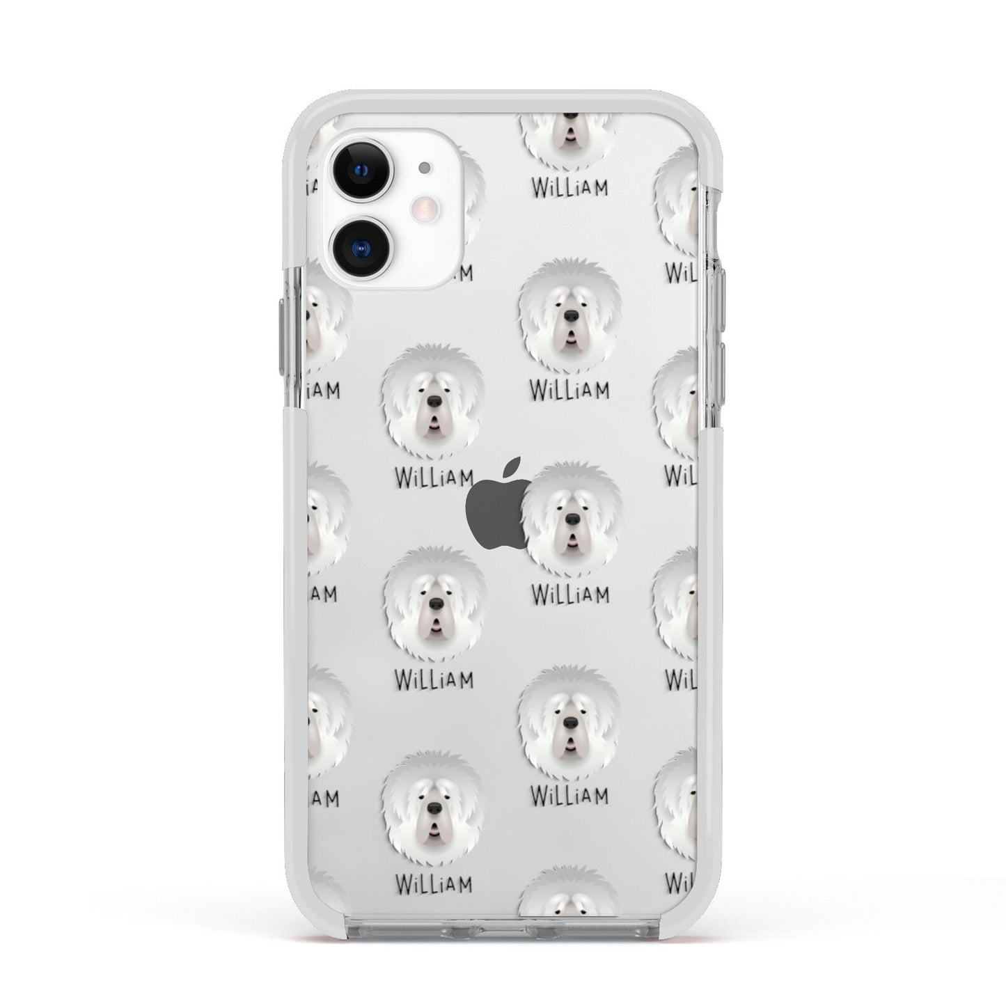 Tibetan Mastiff Icon with Name Apple iPhone 11 in White with White Impact Case