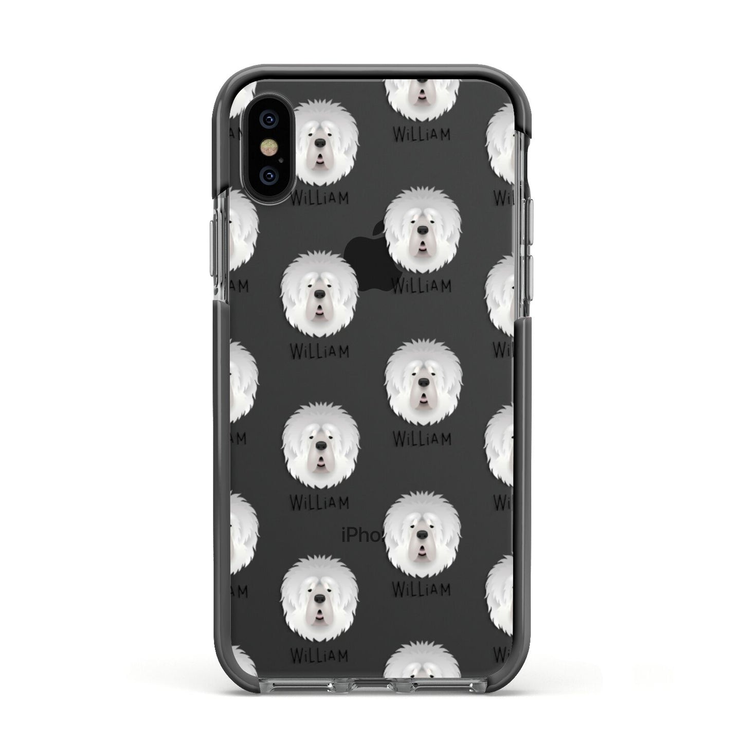 Tibetan Mastiff Icon with Name Apple iPhone Xs Impact Case Black Edge on Black Phone