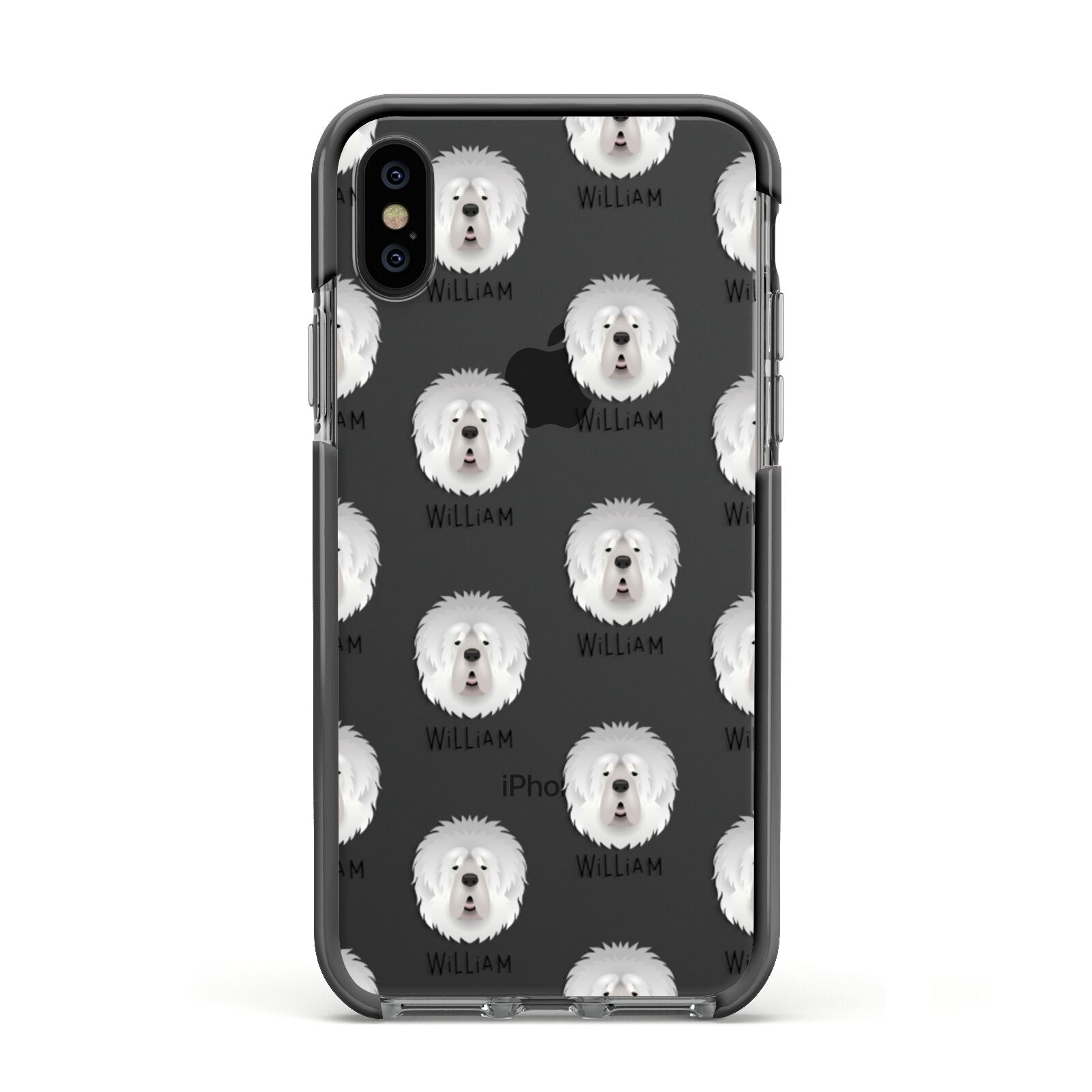Tibetan Mastiff Icon with Name Apple iPhone Xs Impact Case Black Edge on Black Phone