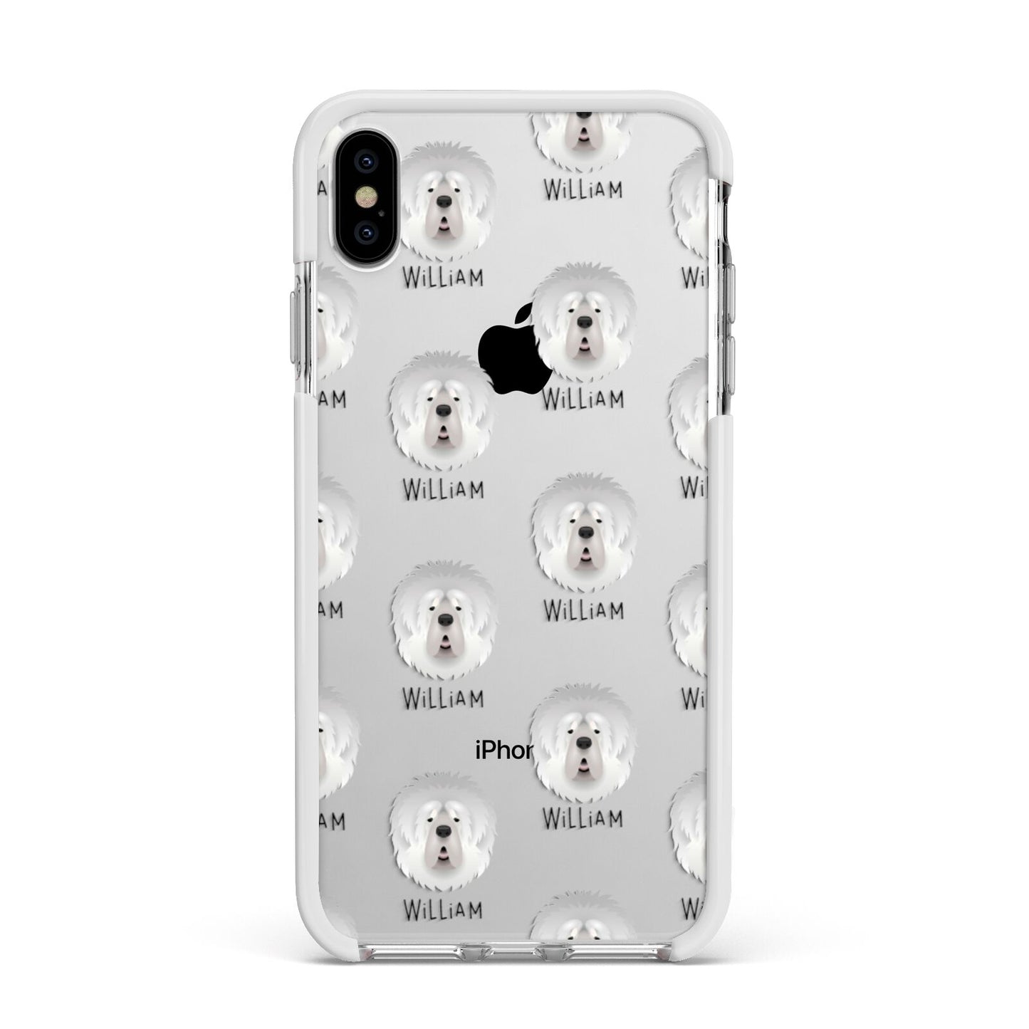 Tibetan Mastiff Icon with Name Apple iPhone Xs Max Impact Case White Edge on Silver Phone