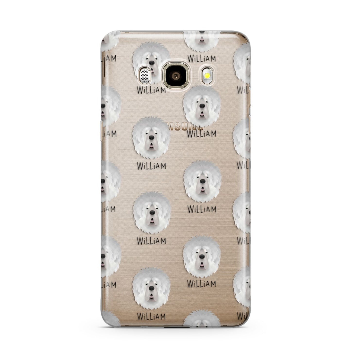 Tibetan Mastiff Icon with Name Samsung Galaxy J7 2016 Case on gold phone