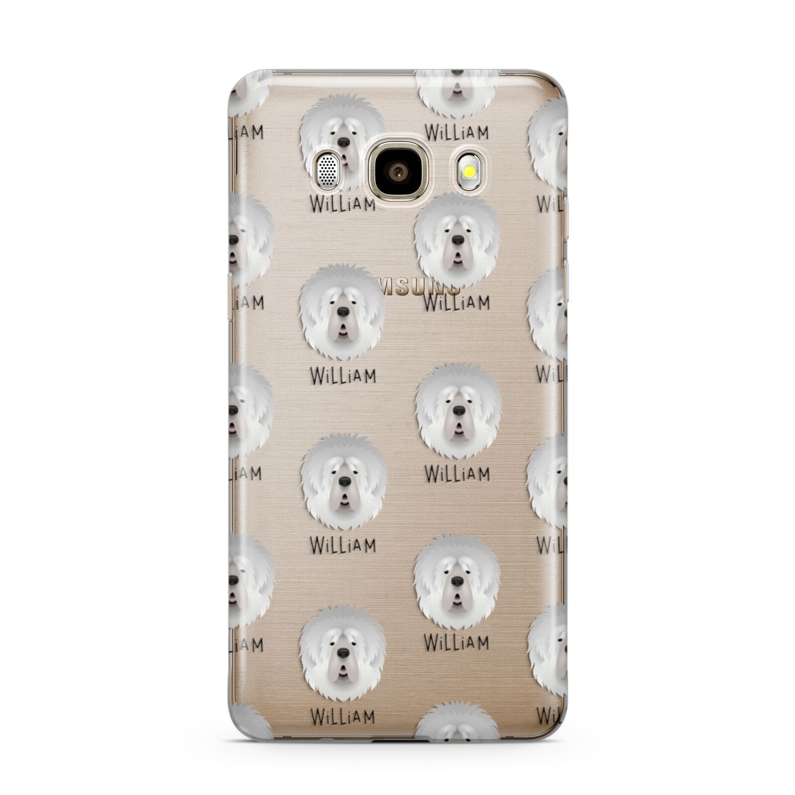 Tibetan Mastiff Icon with Name Samsung Galaxy J7 2016 Case on gold phone