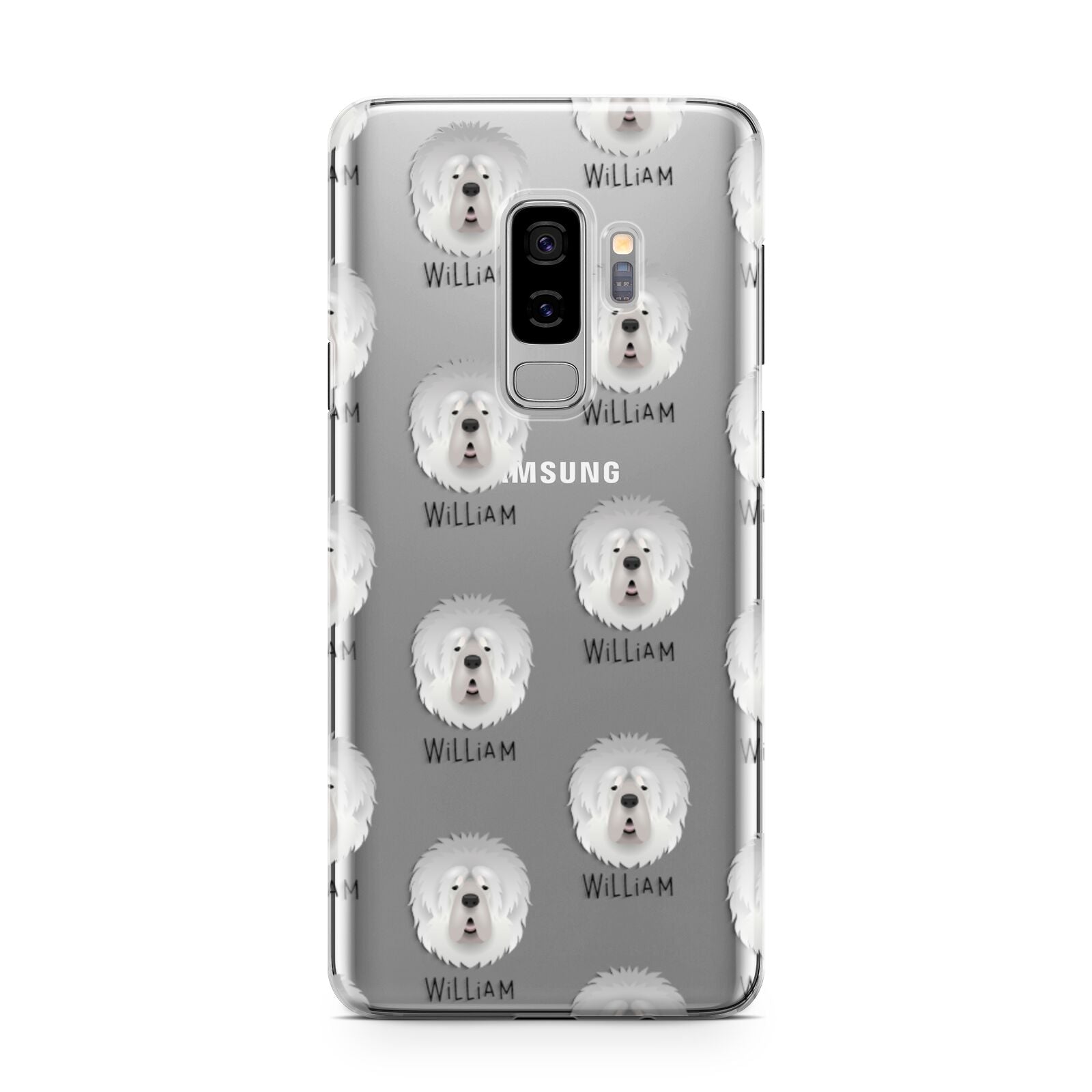 Tibetan Mastiff Icon with Name Samsung Galaxy S9 Plus Case on Silver phone