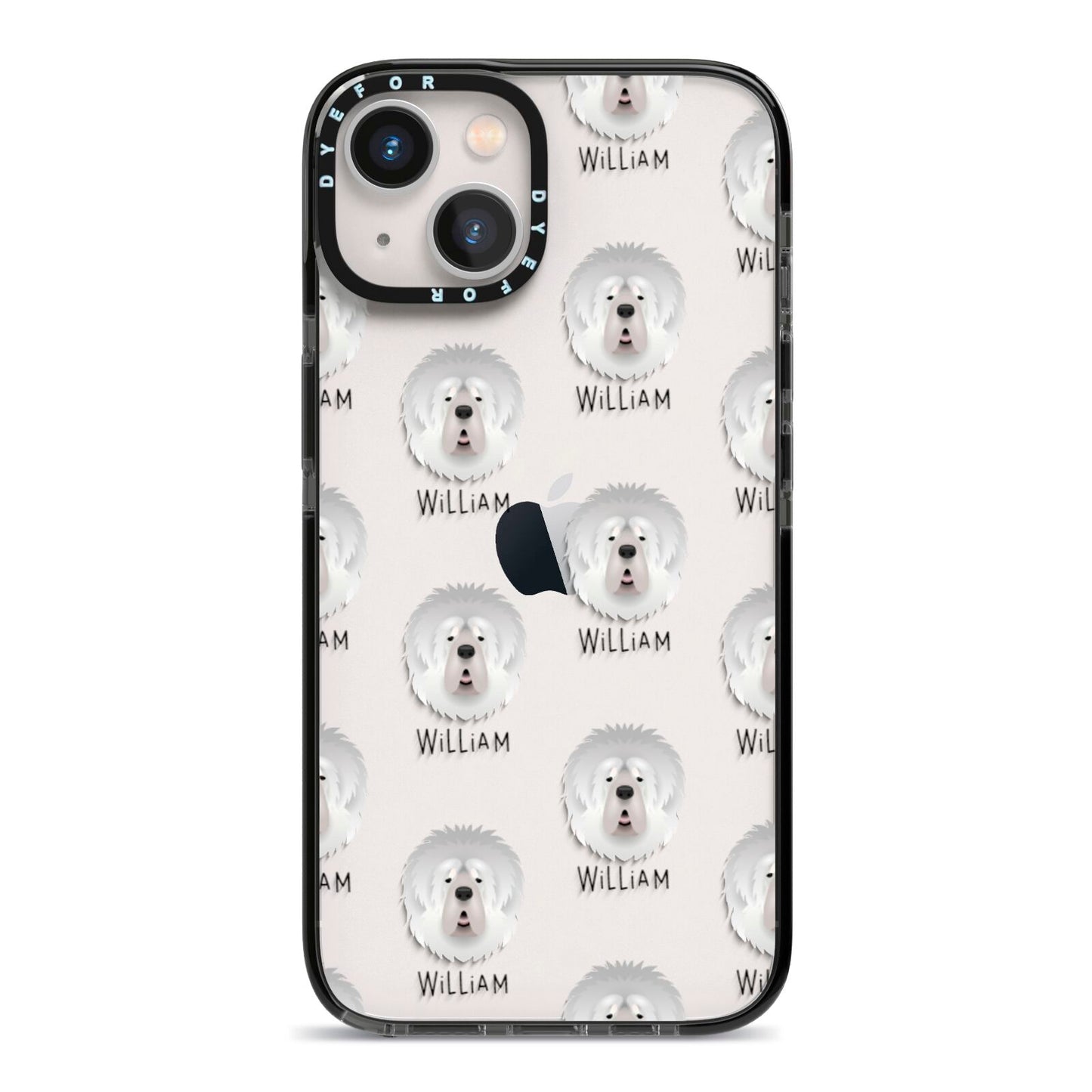 Tibetan Mastiff Icon with Name iPhone 13 Black Impact Case on Silver phone