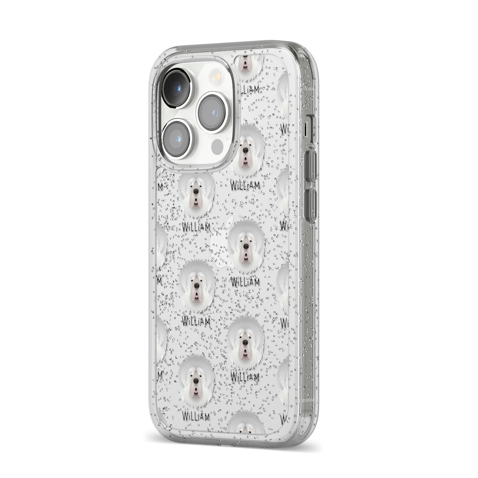 Tibetan Mastiff Icon with Name iPhone 14 Pro Glitter Tough Case Silver Angled Image