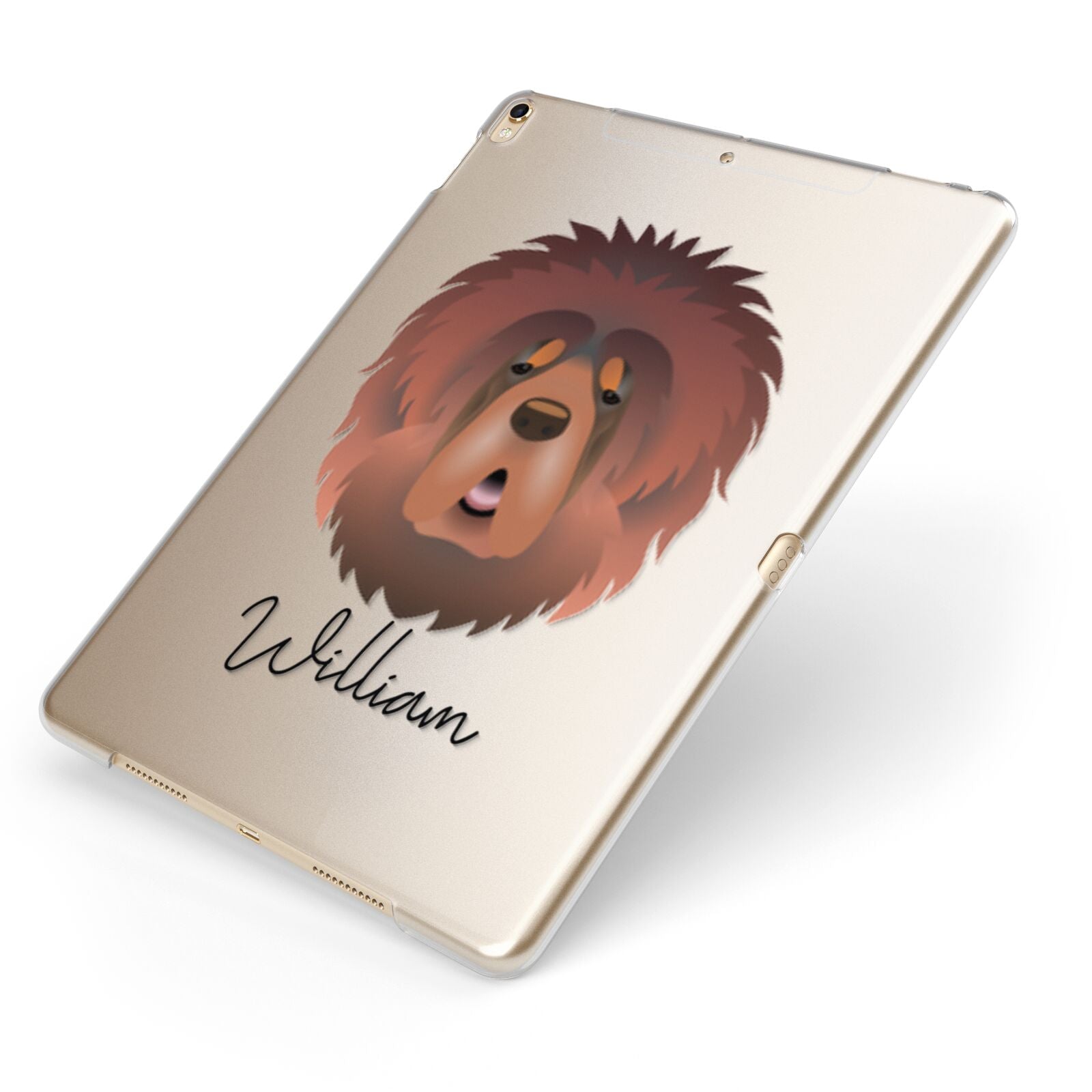 Tibetan Mastiff Personalised Apple iPad Case on Gold iPad Side View
