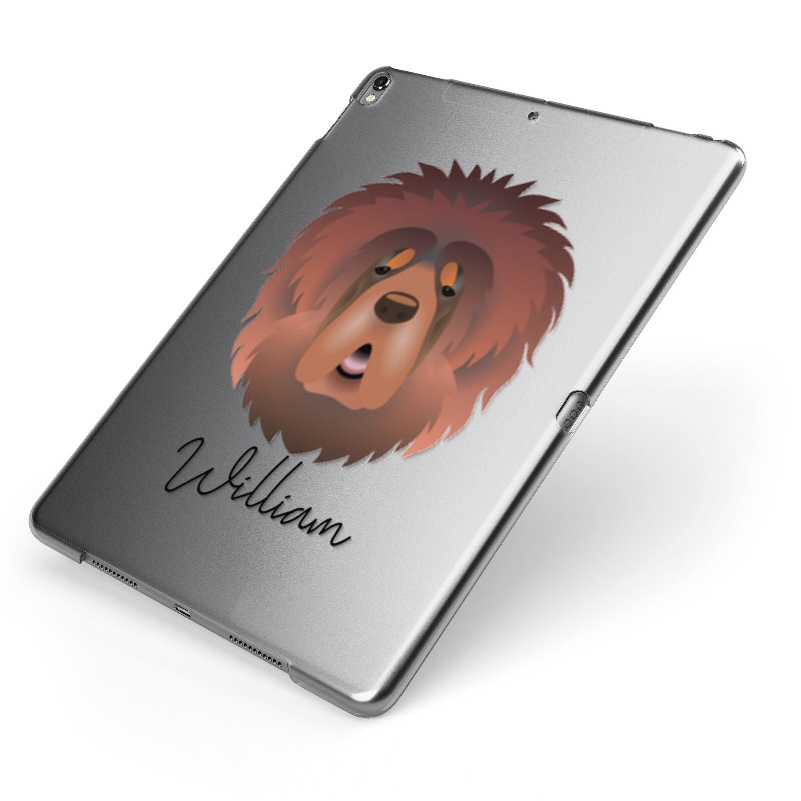 Tibetan Mastiff Personalised Apple iPad Case on Grey iPad Side View