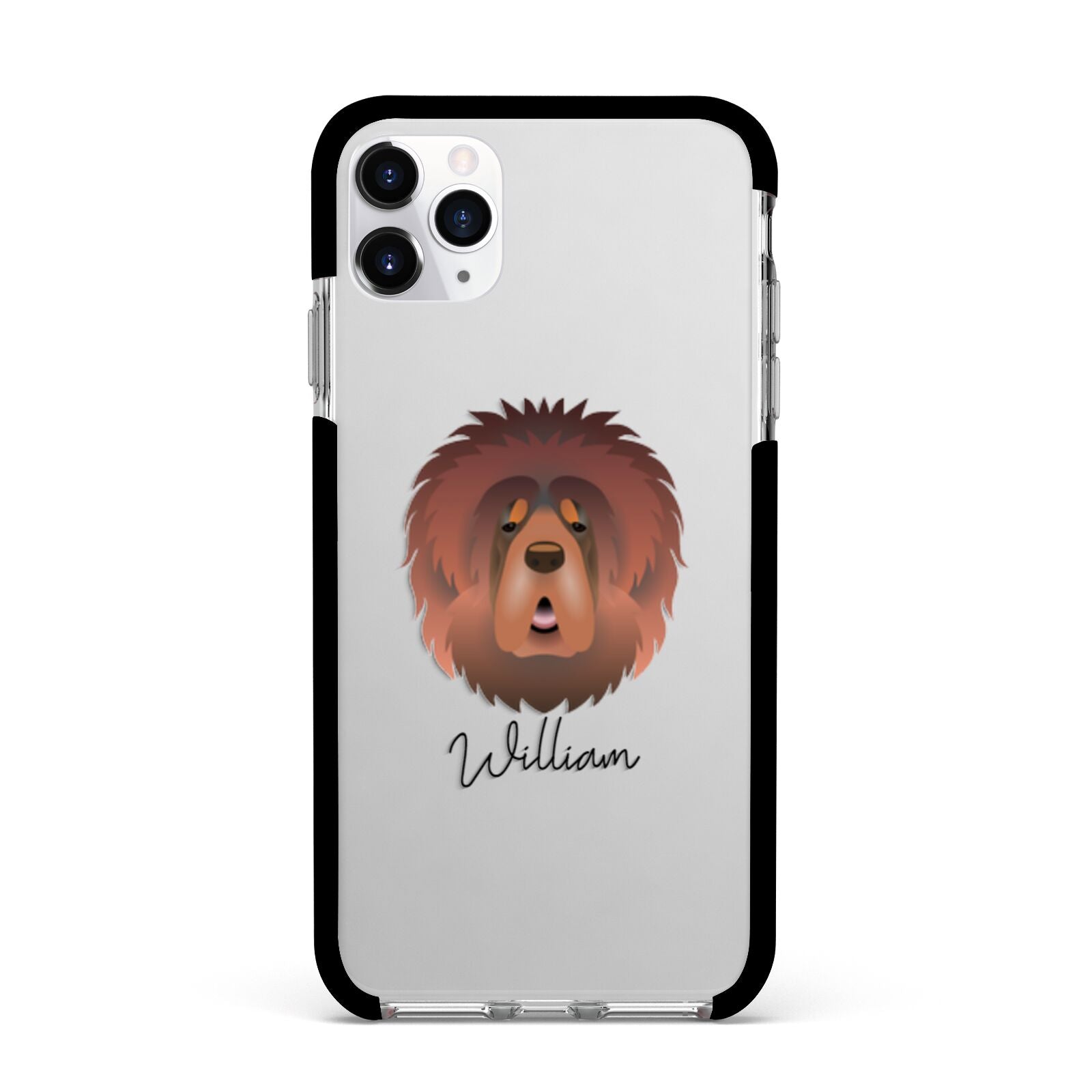 Tibetan Mastiff Personalised Apple iPhone 11 Pro Max in Silver with Black Impact Case