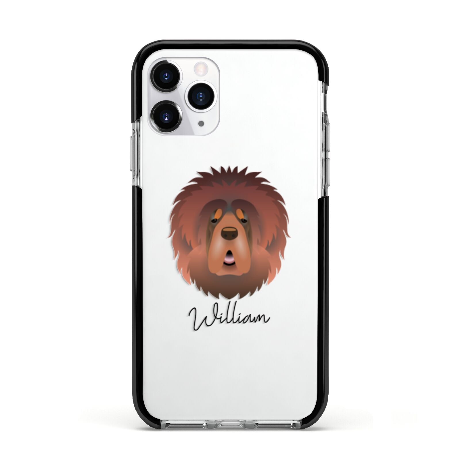 Tibetan Mastiff Personalised Apple iPhone 11 Pro in Silver with Black Impact Case