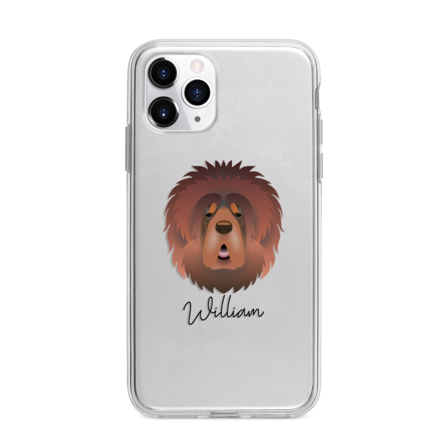 Tibetan Mastiff Personalised Apple iPhone 11 Pro in Silver with Bumper Case