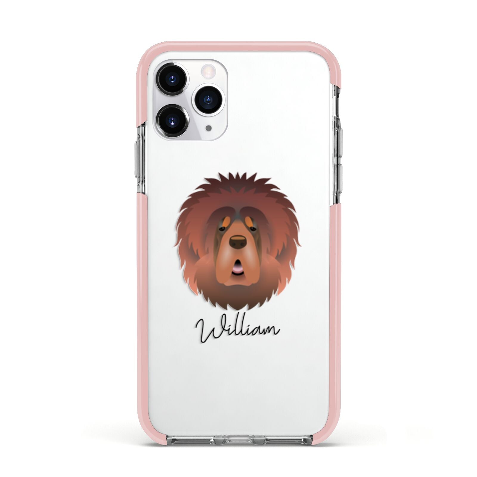 Tibetan Mastiff Personalised Apple iPhone 11 Pro in Silver with Pink Impact Case