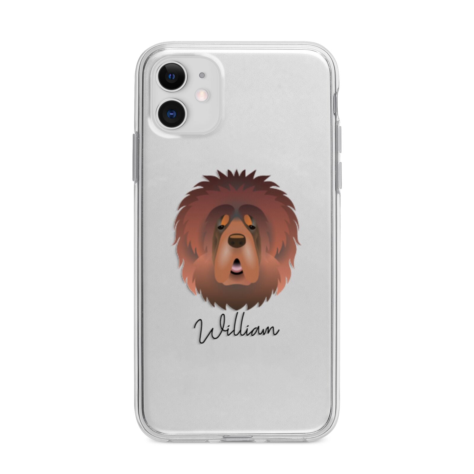 Tibetan Mastiff Personalised Apple iPhone 11 in White with Bumper Case
