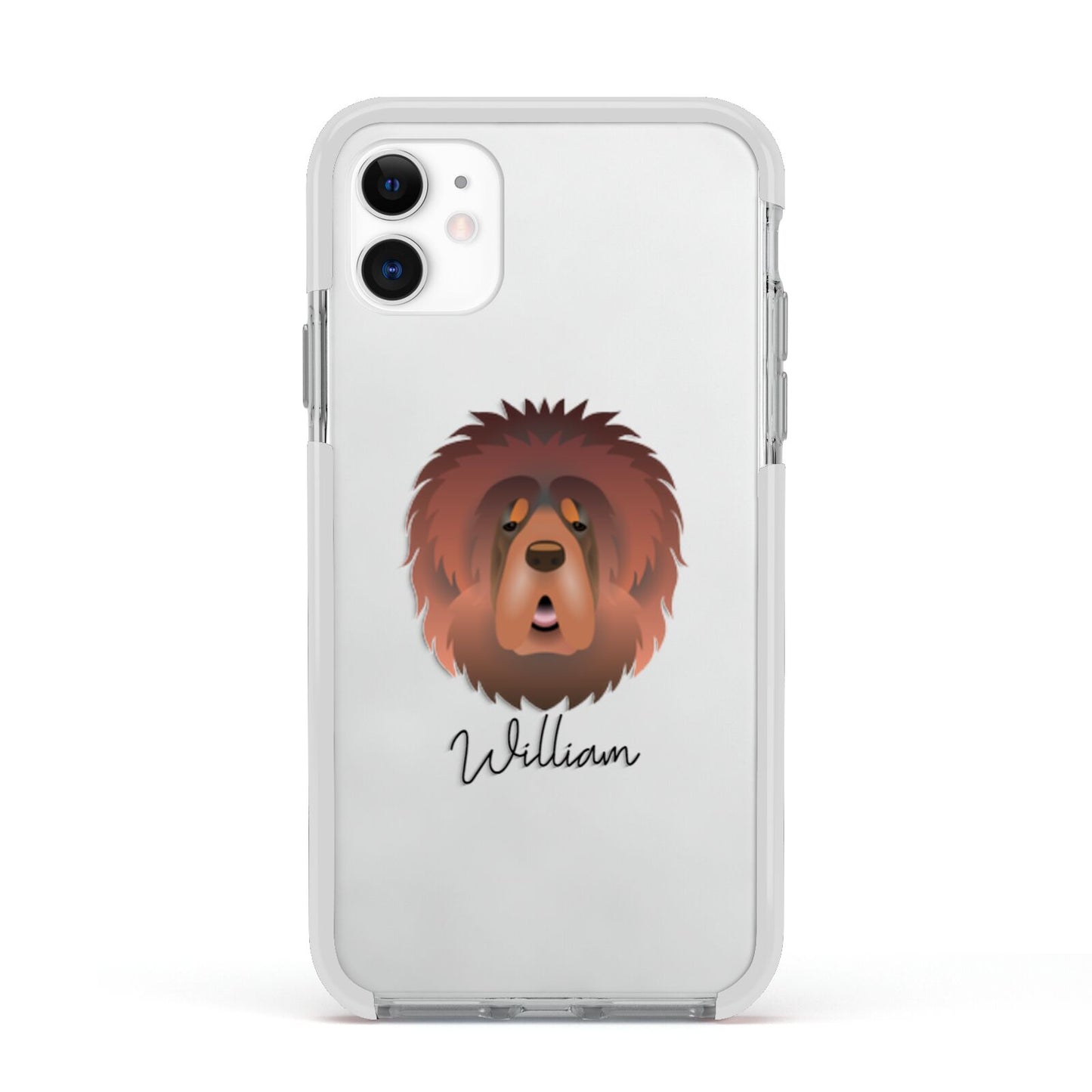 Tibetan Mastiff Personalised Apple iPhone 11 in White with White Impact Case