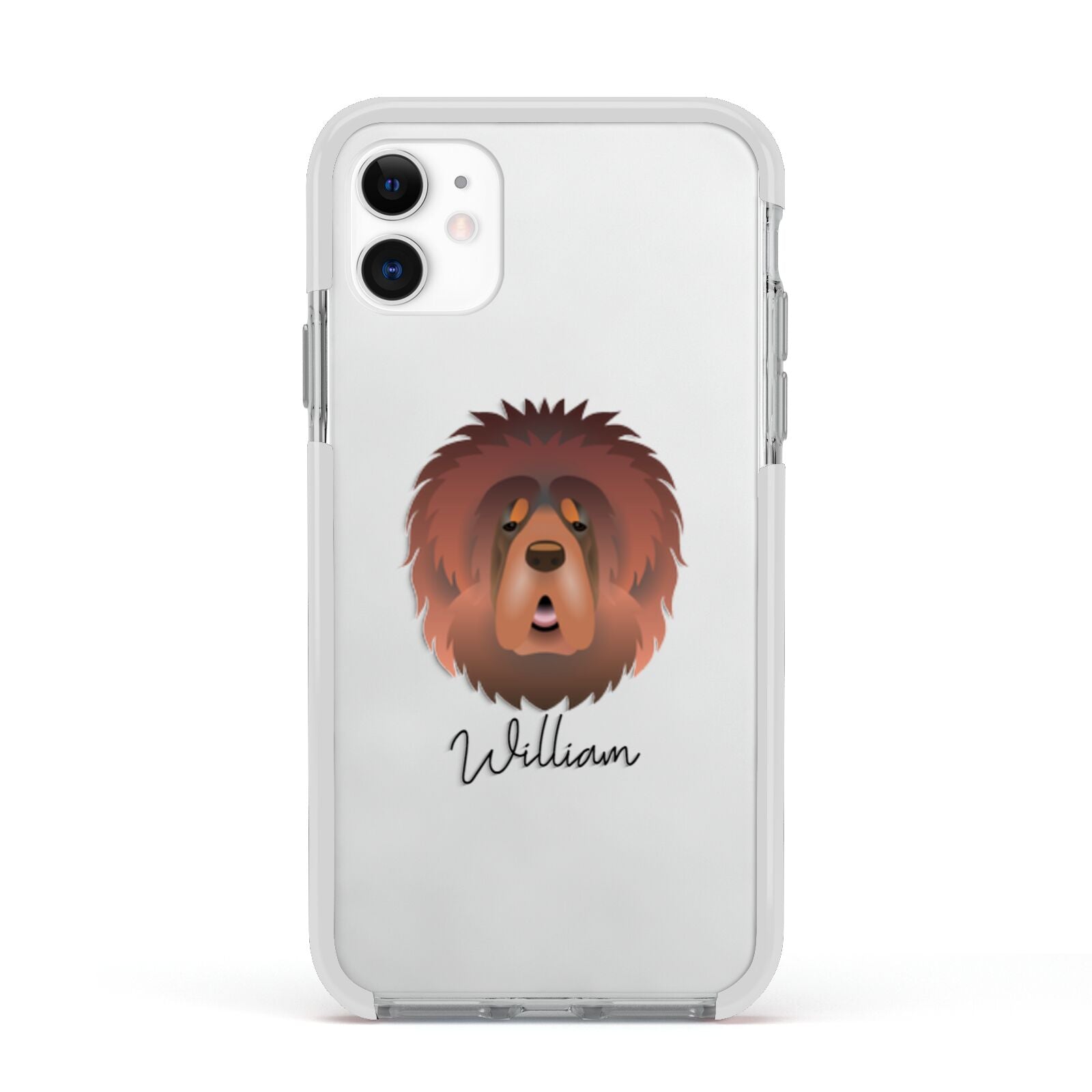 Tibetan Mastiff Personalised Apple iPhone 11 in White with White Impact Case
