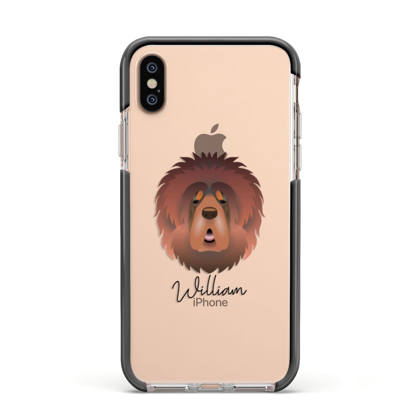 Tibetan Mastiff Personalised Apple iPhone Xs Impact Case Black Edge on Gold Phone