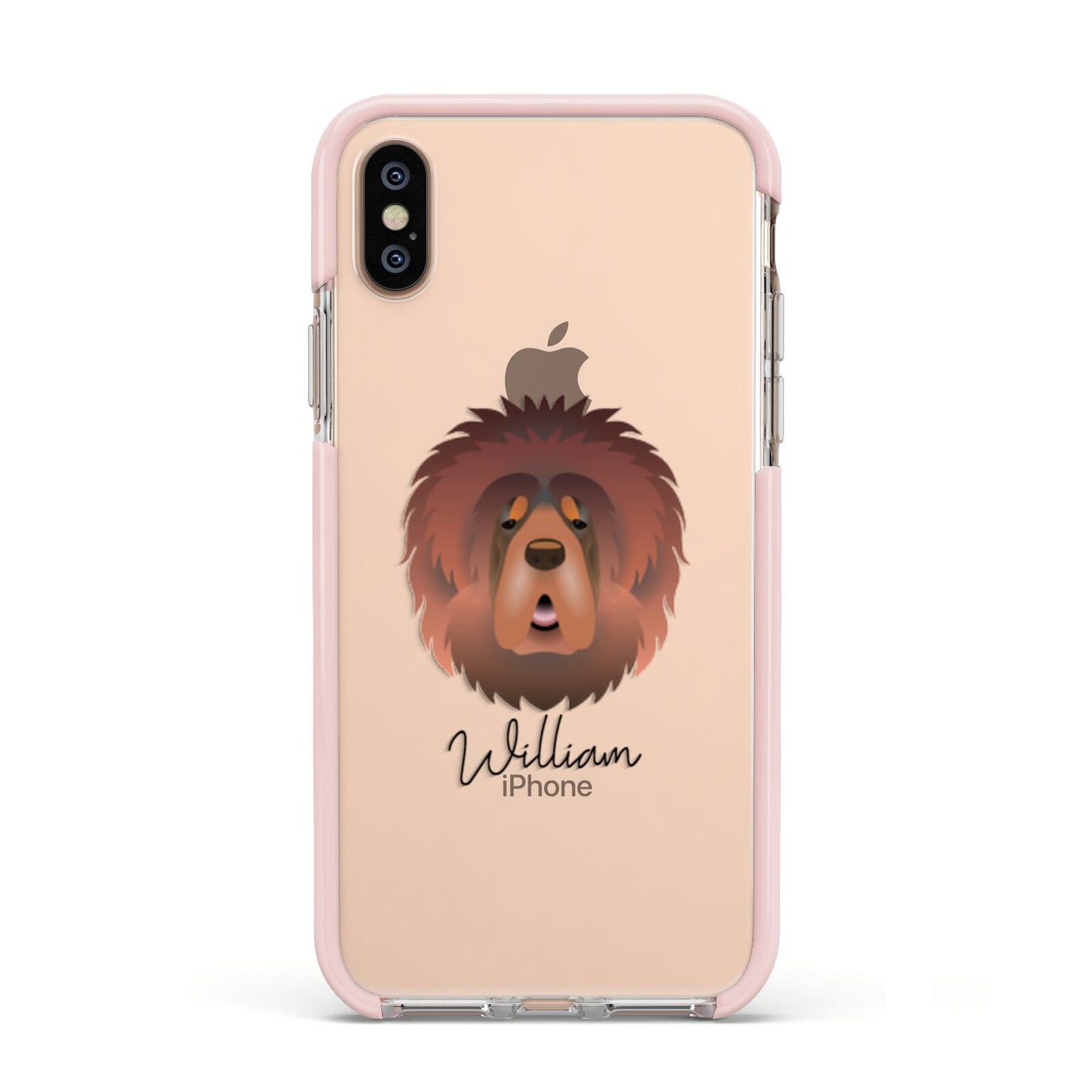 Tibetan Mastiff Personalised Apple iPhone Xs Impact Case Pink Edge on Gold Phone