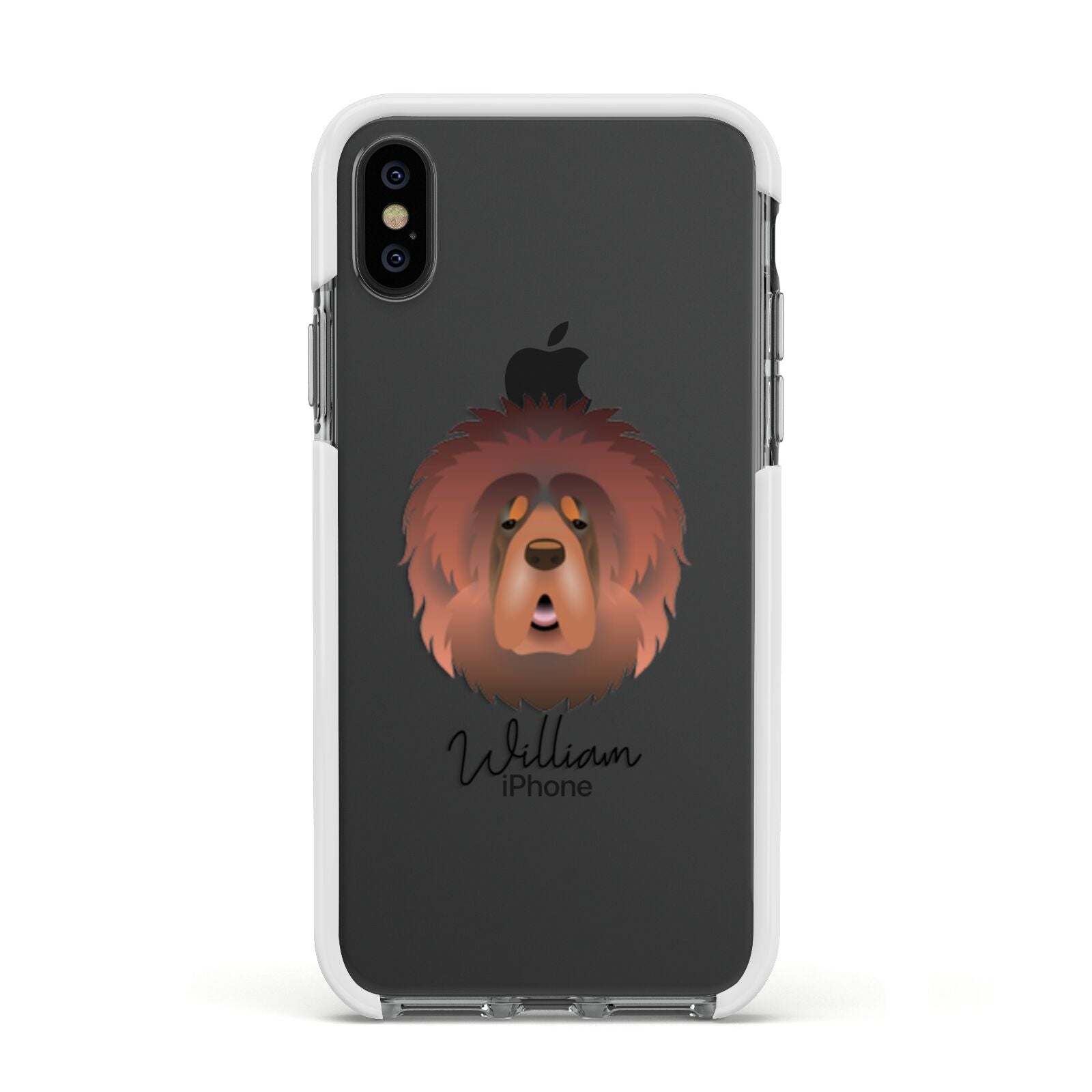 Tibetan Mastiff Personalised Apple iPhone Xs Impact Case White Edge on Black Phone