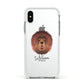 Tibetan Mastiff Personalised Apple iPhone Xs Impact Case White Edge on Silver Phone