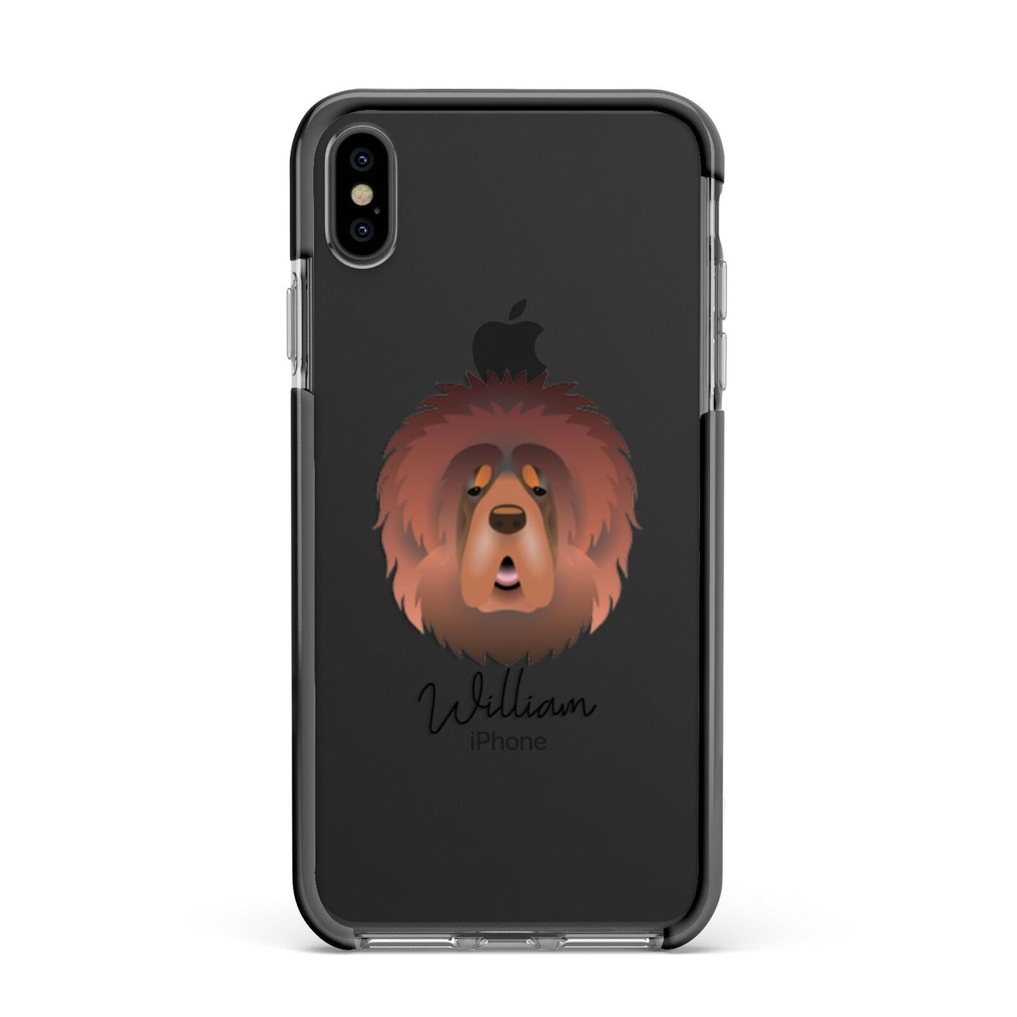 Tibetan Mastiff Personalised Apple iPhone Xs Max Impact Case Black Edge on Black Phone