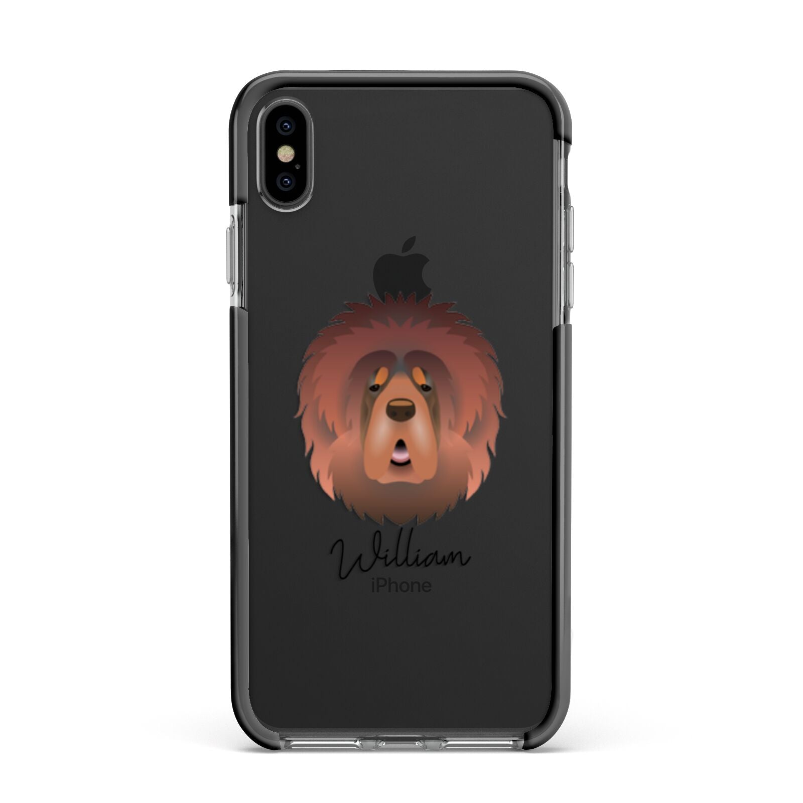 Tibetan Mastiff Personalised Apple iPhone Xs Max Impact Case Black Edge on Black Phone