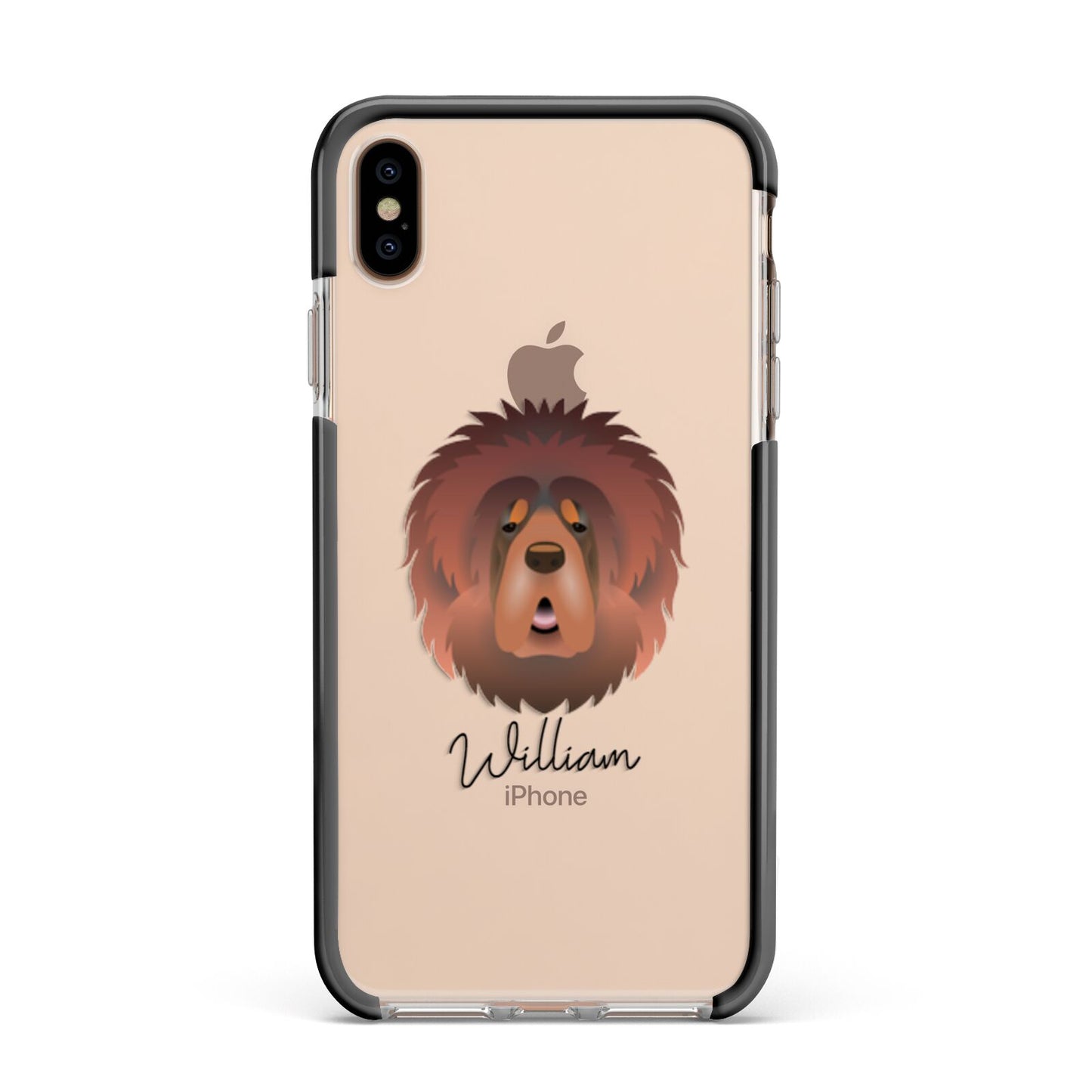 Tibetan Mastiff Personalised Apple iPhone Xs Max Impact Case Black Edge on Gold Phone