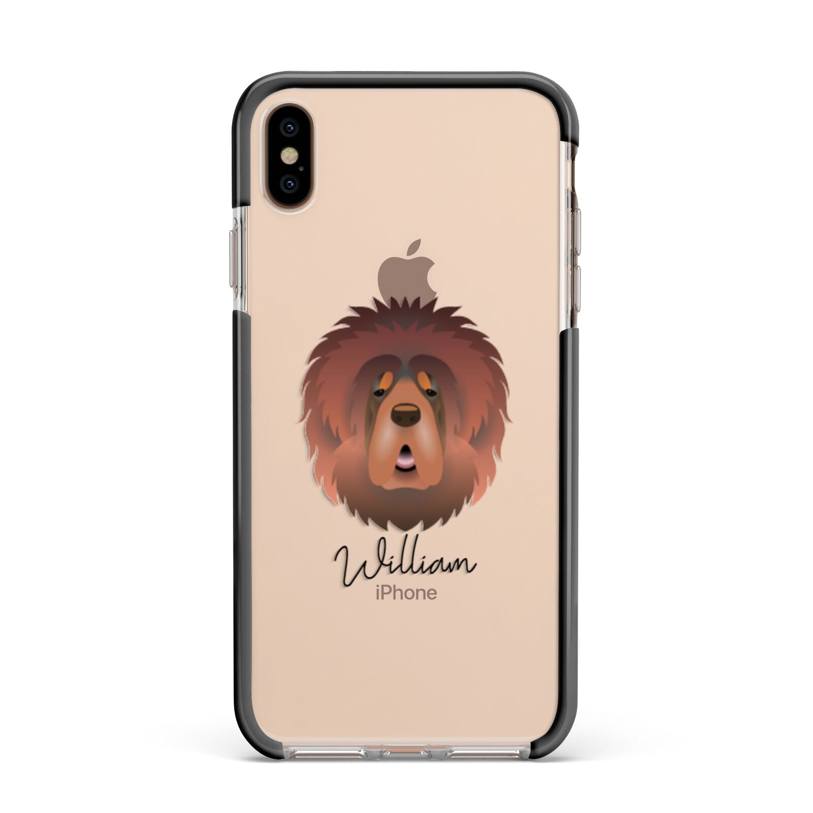 Tibetan Mastiff Personalised Apple iPhone Xs Max Impact Case Black Edge on Gold Phone