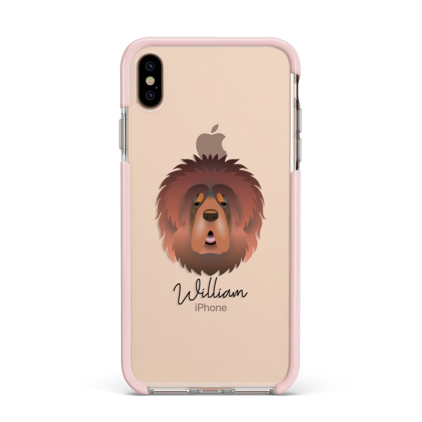 Tibetan Mastiff Personalised Apple iPhone Xs Max Impact Case Pink Edge on Gold Phone