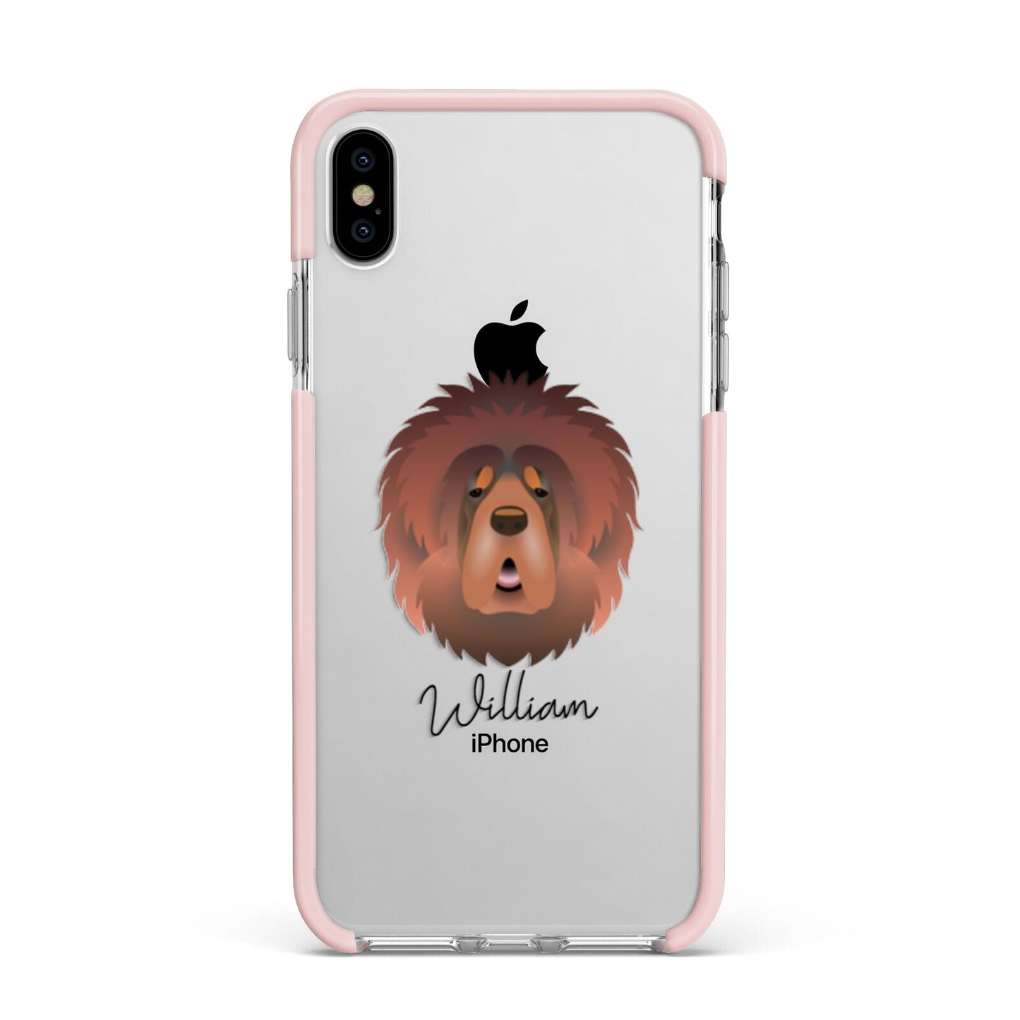 Tibetan Mastiff Personalised Apple iPhone Xs Max Impact Case Pink Edge on Silver Phone
