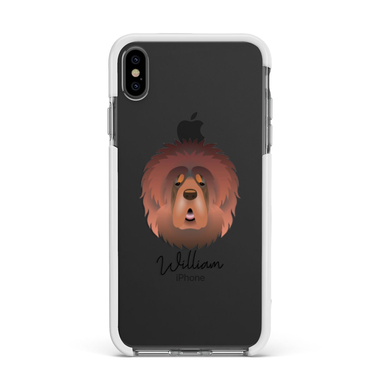 Tibetan Mastiff Personalised Apple iPhone Xs Max Impact Case White Edge on Black Phone