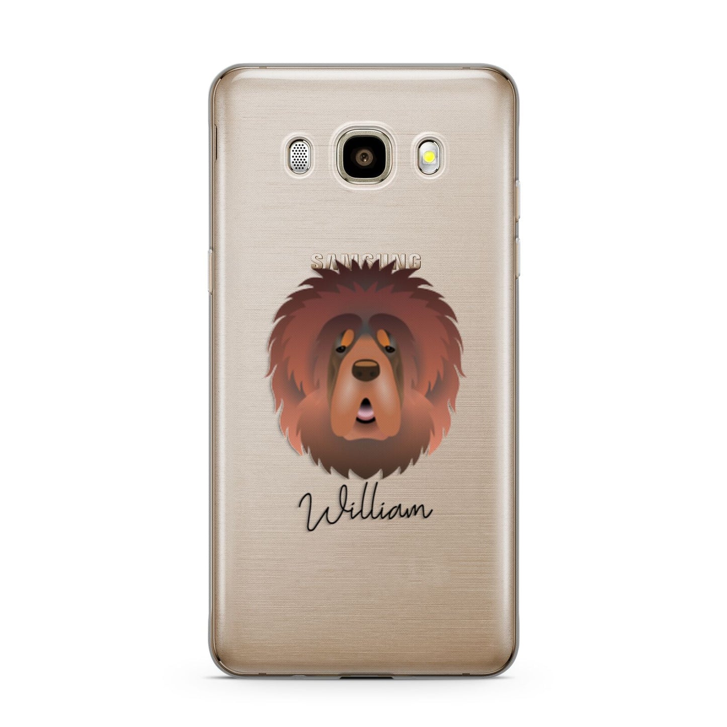 Tibetan Mastiff Personalised Samsung Galaxy J7 2016 Case on gold phone