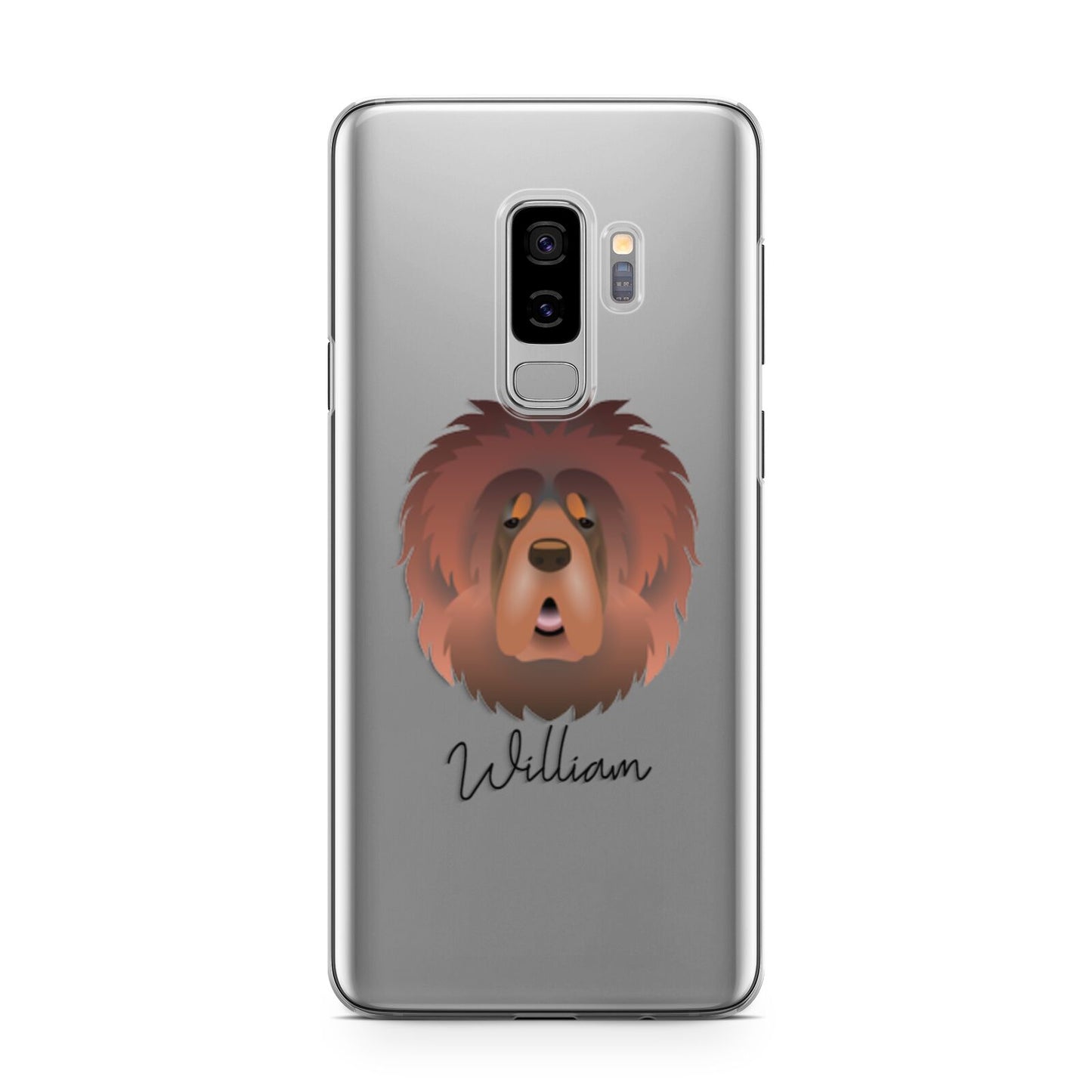 Tibetan Mastiff Personalised Samsung Galaxy S9 Plus Case on Silver phone