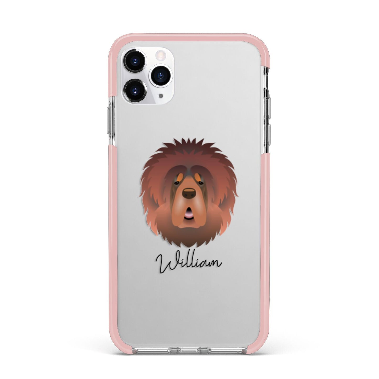 Tibetan Mastiff Personalised iPhone 11 Pro Max Impact Pink Edge Case