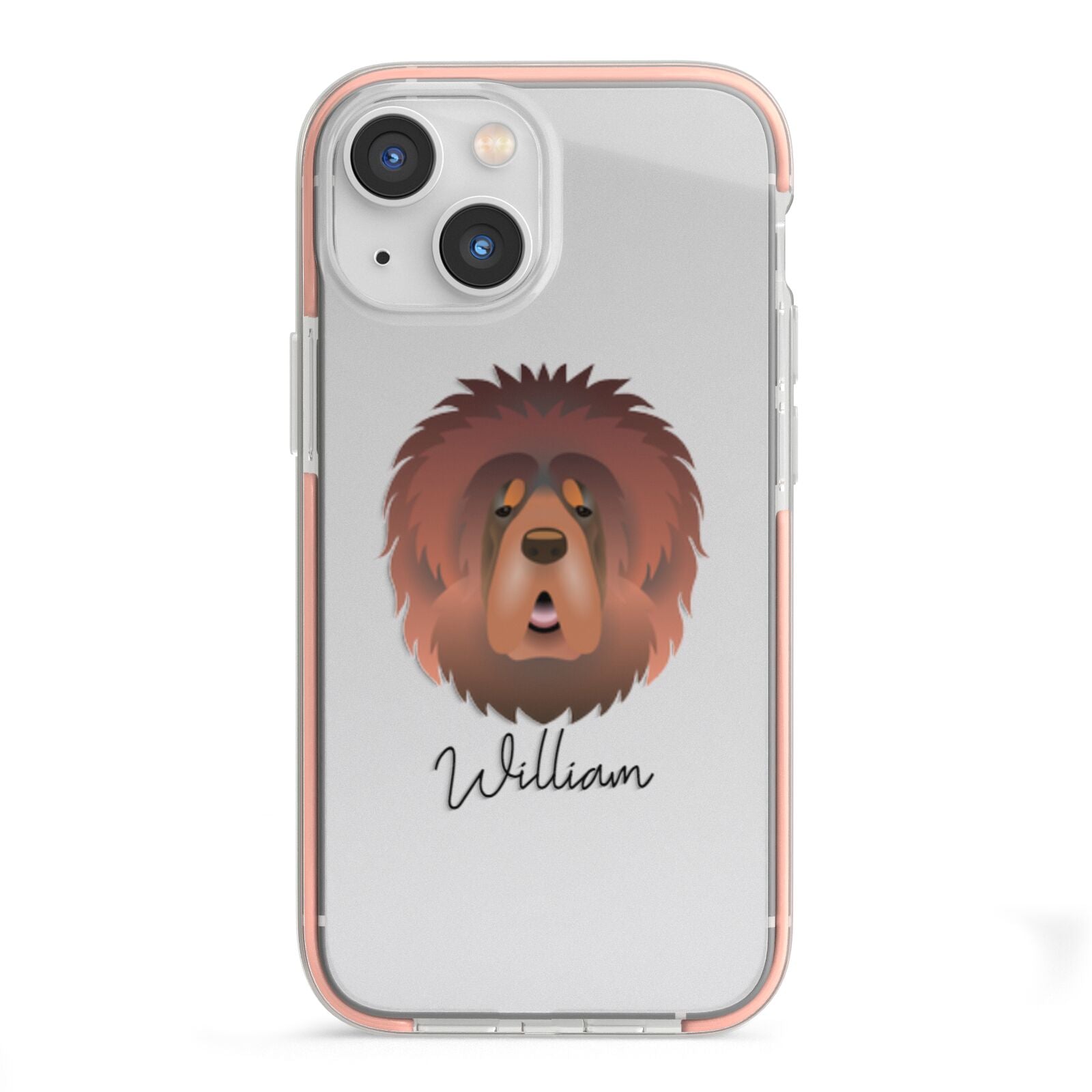 Tibetan Mastiff Personalised iPhone 13 Mini TPU Impact Case with Pink Edges