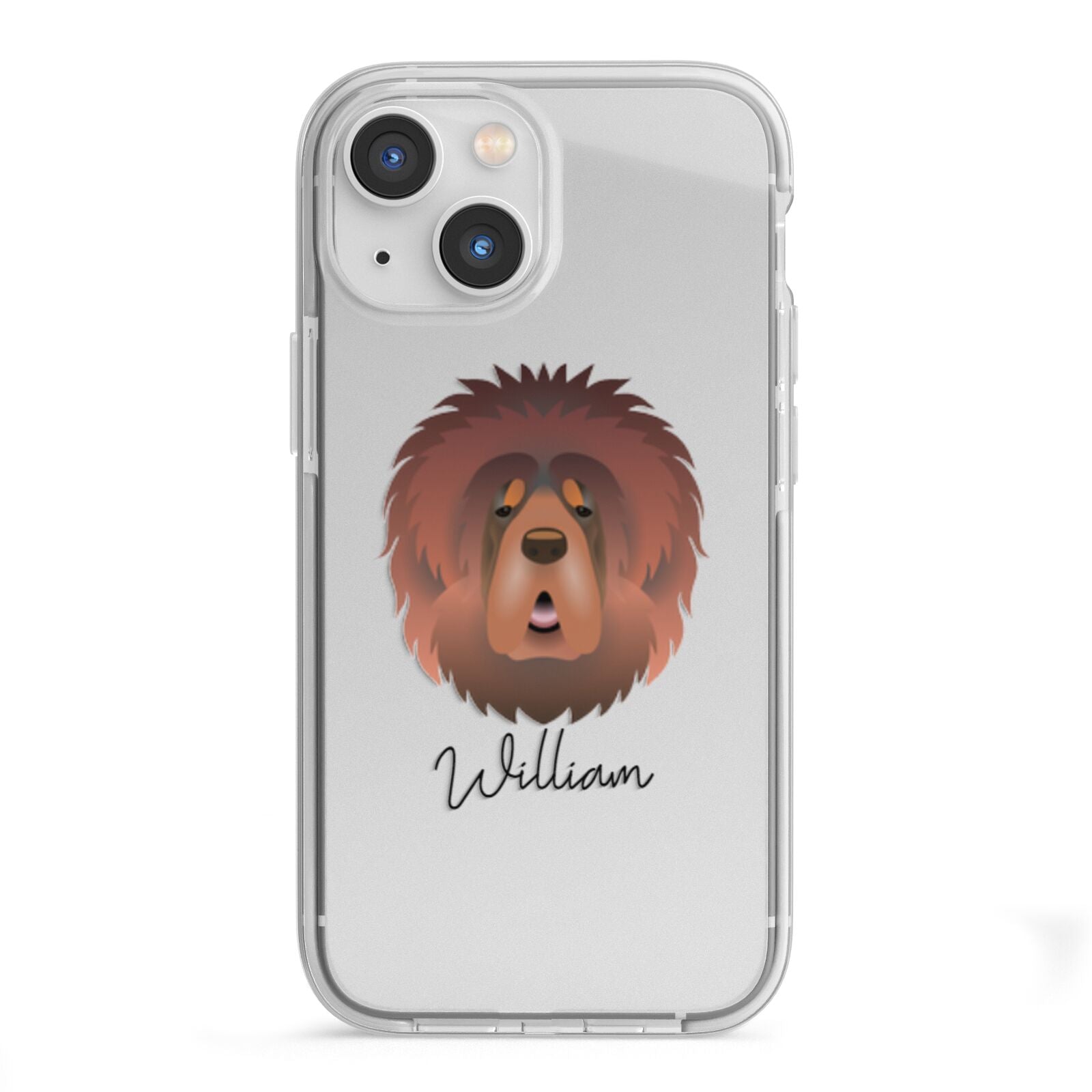 Tibetan Mastiff Personalised iPhone 13 Mini TPU Impact Case with White Edges