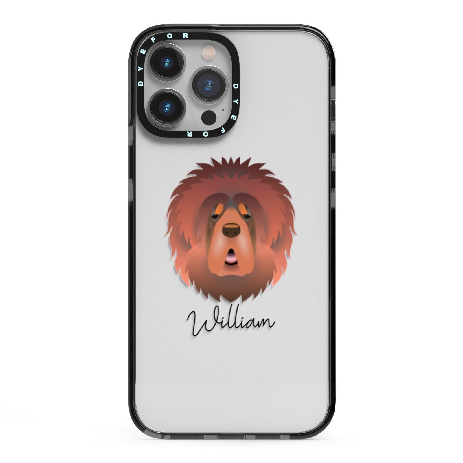 Tibetan Mastiff Personalised iPhone 13 Pro Max Black Impact Case on Silver phone