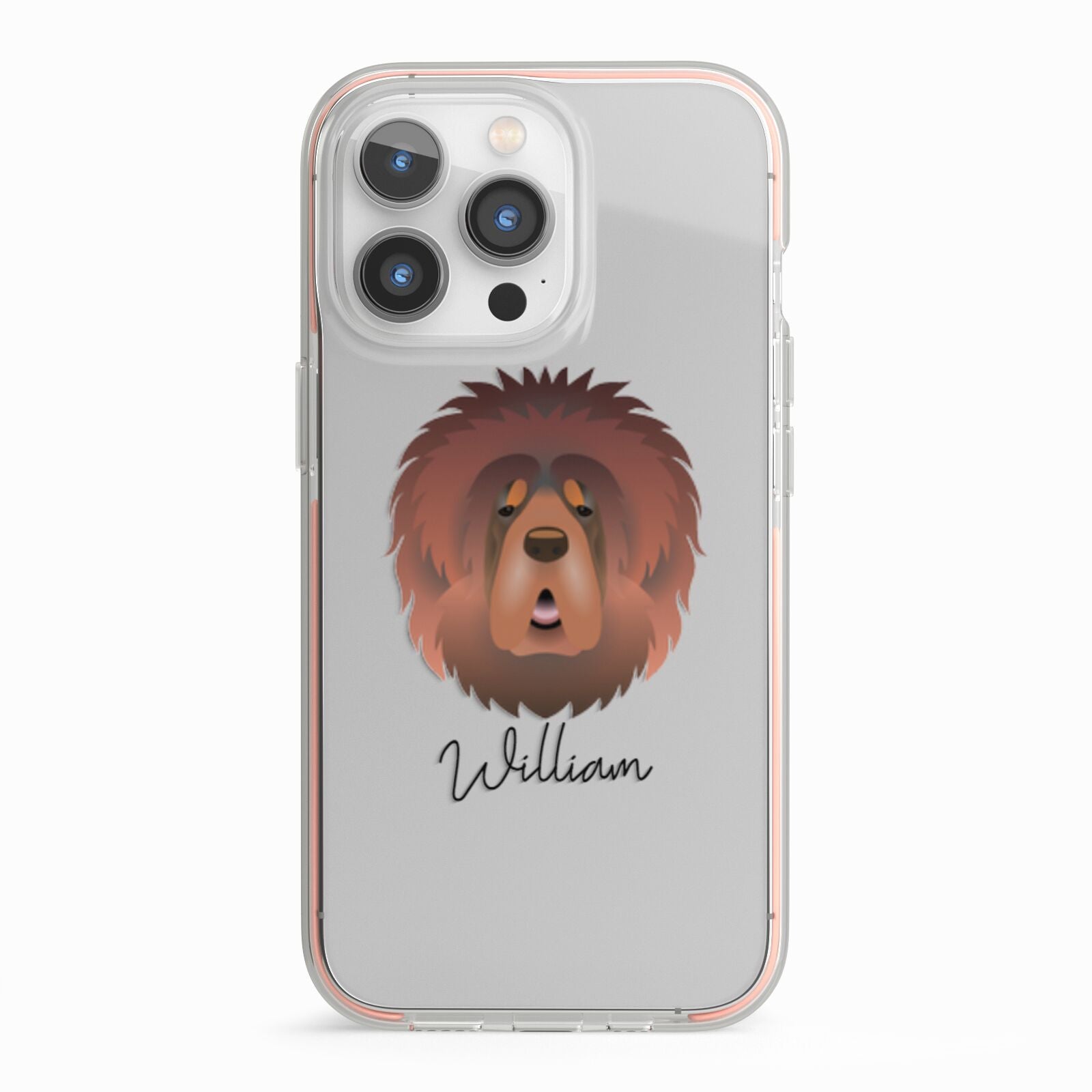 Tibetan Mastiff Personalised iPhone 13 Pro TPU Impact Case with Pink Edges