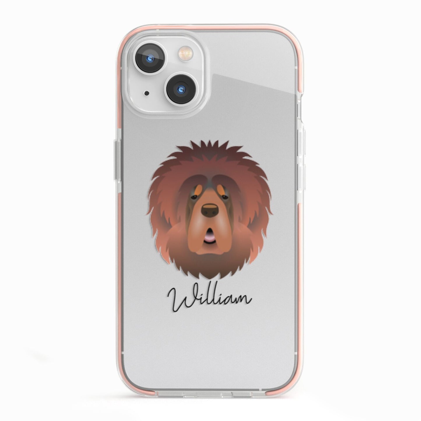 Tibetan Mastiff Personalised iPhone 13 TPU Impact Case with Pink Edges