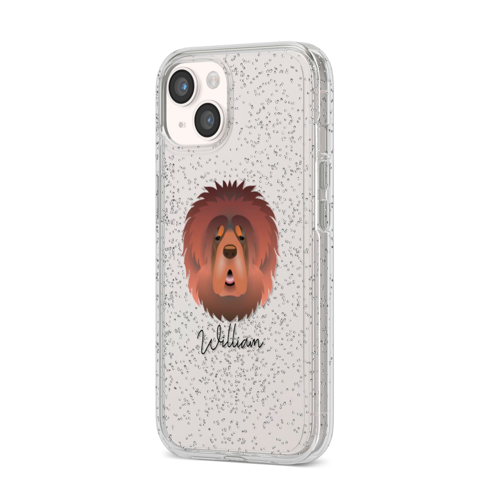 Tibetan Mastiff Personalised iPhone 14 Glitter Tough Case Starlight Angled Image