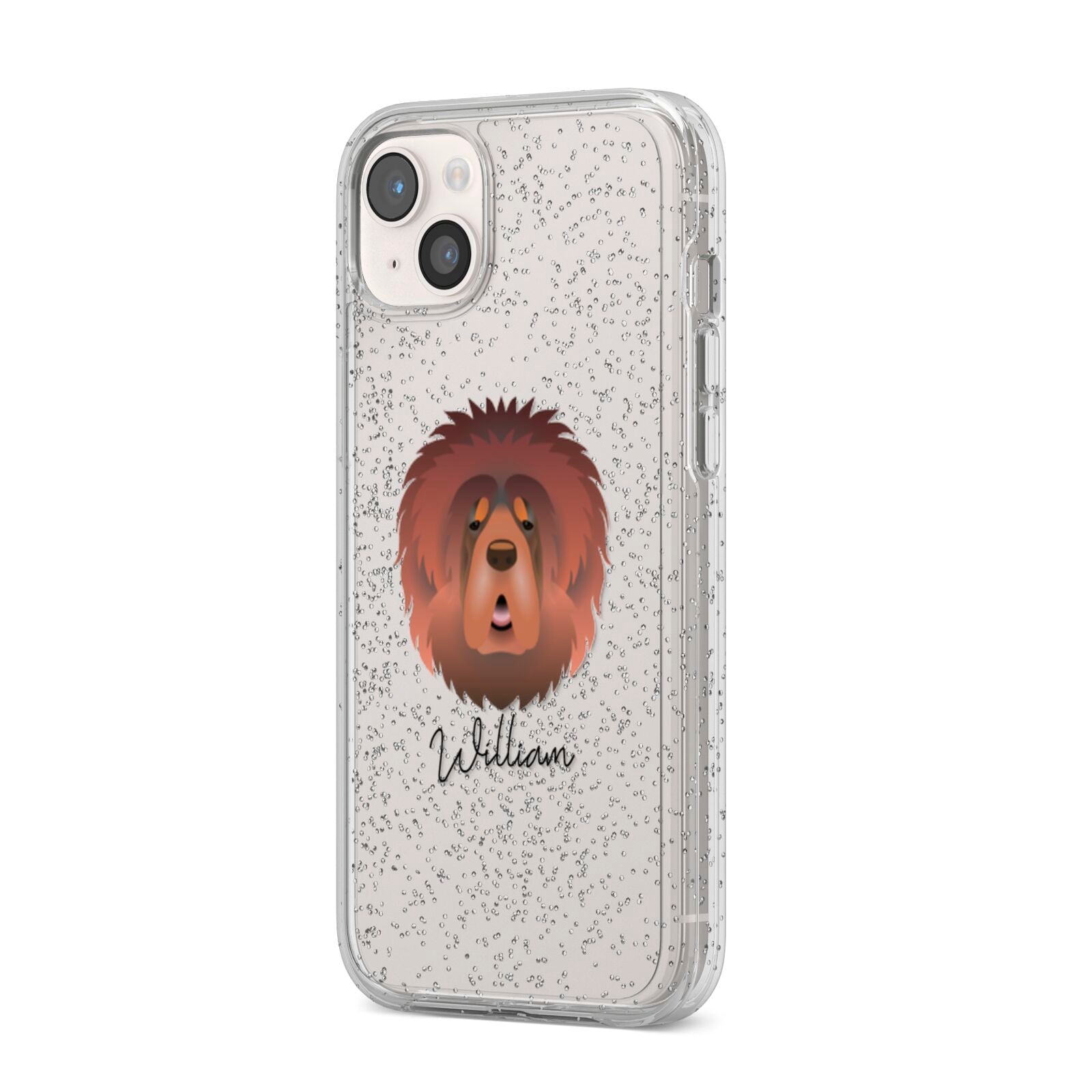 Tibetan Mastiff Personalised iPhone 14 Plus Glitter Tough Case Starlight Angled Image