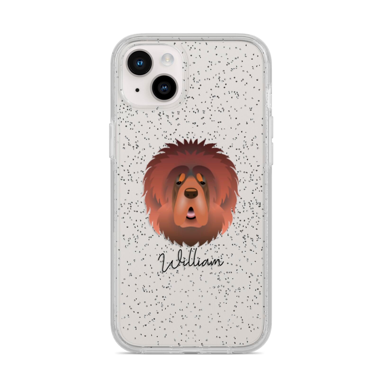 Tibetan Mastiff Personalised iPhone 14 Plus Glitter Tough Case Starlight