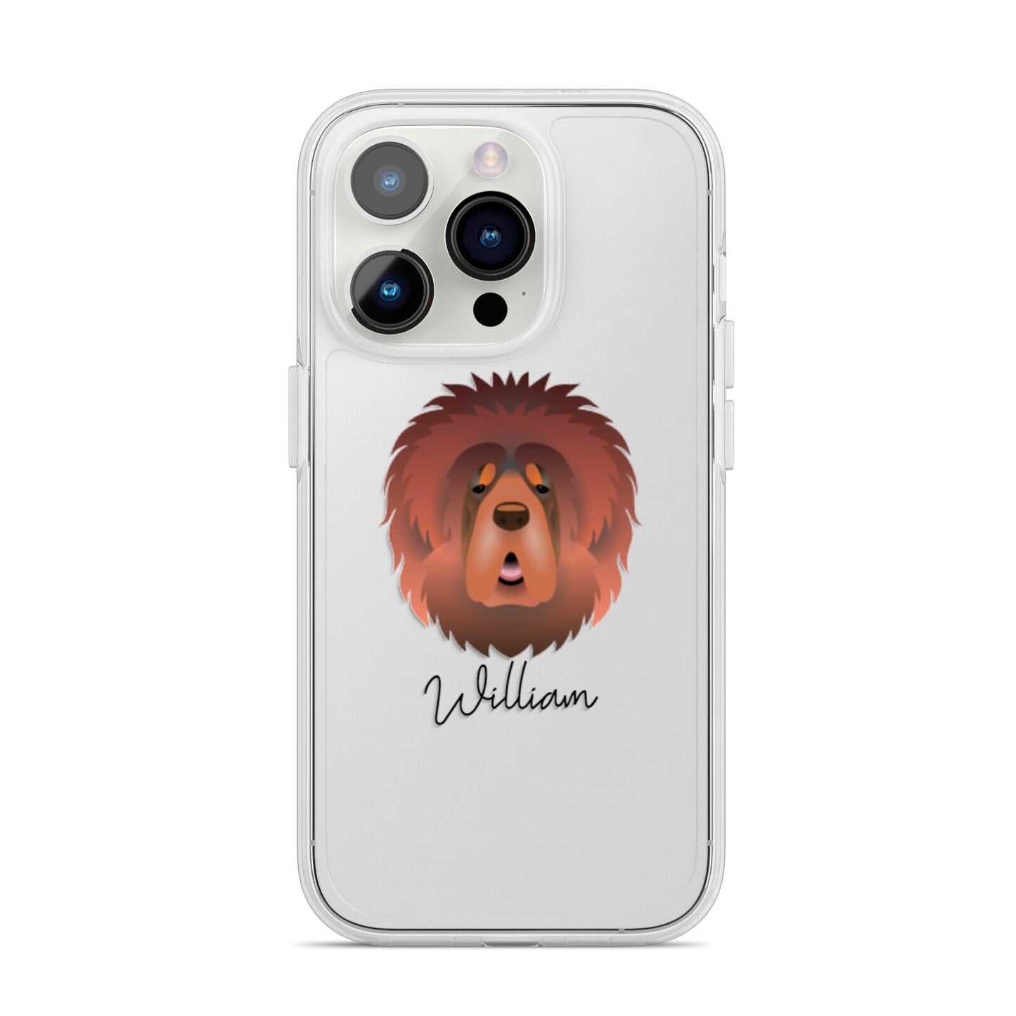 Tibetan Mastiff Personalised iPhone 14 Pro Clear Tough Case Silver