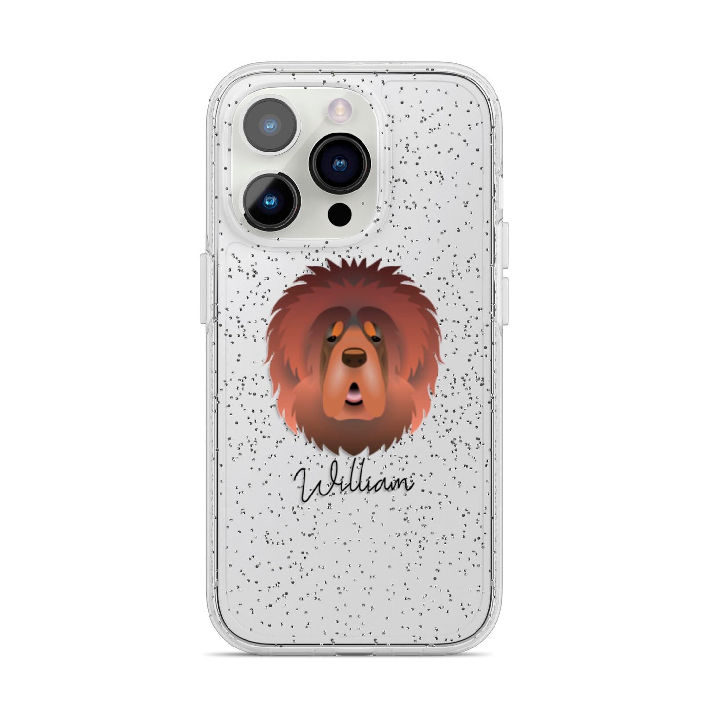 Tibetan Mastiff Personalised iPhone 14 Pro Glitter Tough Case Silver