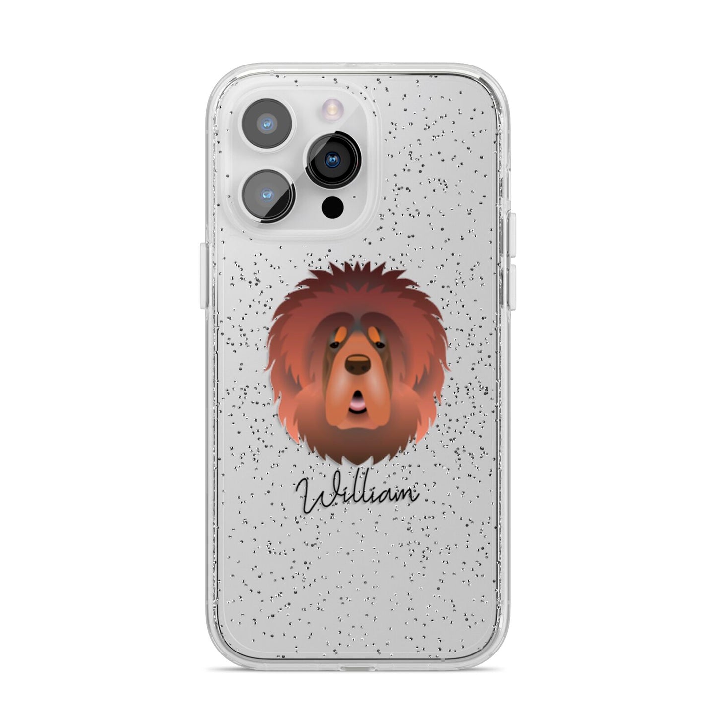 Tibetan Mastiff Personalised iPhone 14 Pro Max Glitter Tough Case Silver