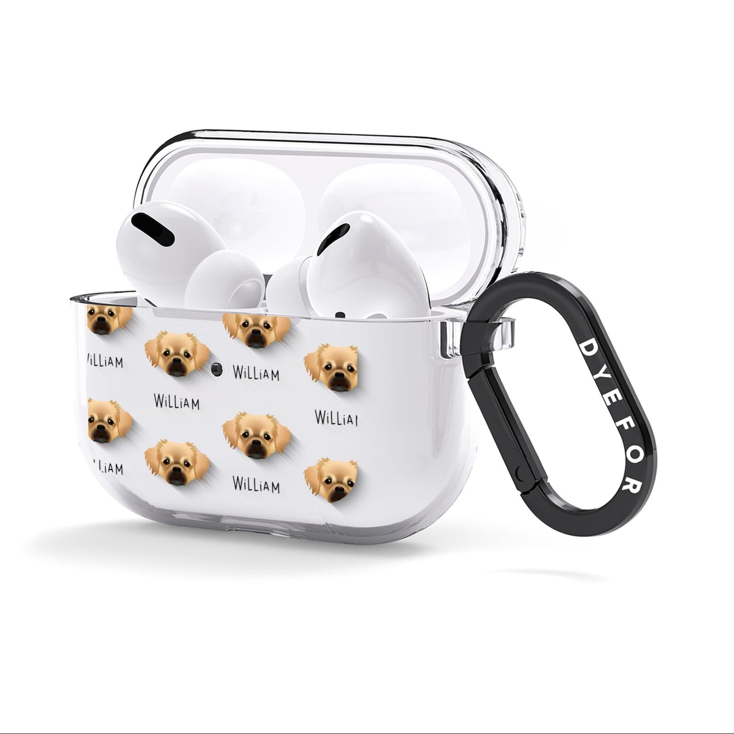 Tibetan Spaniel Icon with Name AirPods Clear Case 3rd Gen Side Image